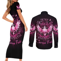 Karma Fairy Skull - In My Next Life Couples Matching Short Sleeve Bodycon Dress and Long Sleeve Button Shirt - Wonder Print Shop