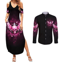 Karma Fairy Skull - In My Next Life Couples Matching Summer Maxi Dress and Long Sleeve Button Shirt - Wonder Print Shop