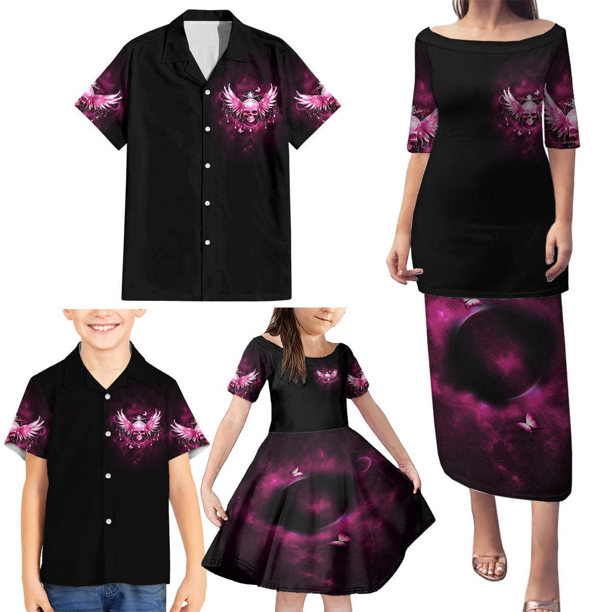 Karma Fairy Skull - In My Next Life Family Matching Puletasi Dress and Hawaiian Shirt - Wonder Print Shop