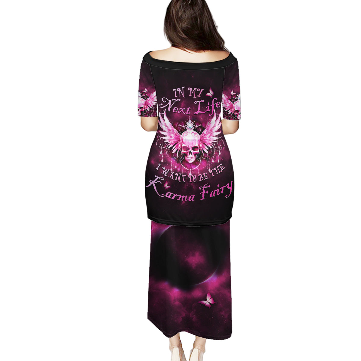 Karma Fairy Skull - In My Next Life Family Matching Puletasi Dress and Hawaiian Shirt - Wonder Print Shop