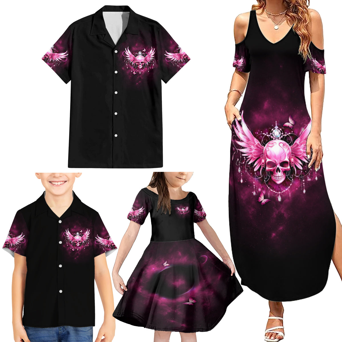 Karma Fairy Skull - In My Next Life Family Matching Summer Maxi Dress and Hawaiian Shirt - Wonder Print Shop