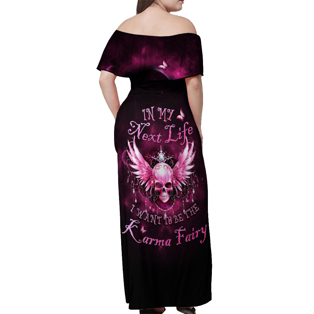 Karma Fairy Skull - In My Next Life Off Shoulder Maxi Dress - Wonder Print Shop