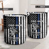 Personalized Motocross Rider Laundry Basket with Splash Pattern and Dirt Bike Jump Illustration - Wonder Print Shop