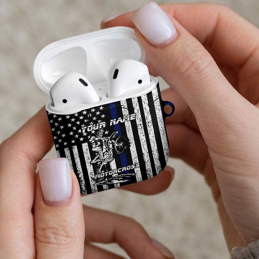 Personalized Motocross Rider AirPods Case with Splash Pattern and Dirt Bike Jump Illustration - Wonder Print Shop