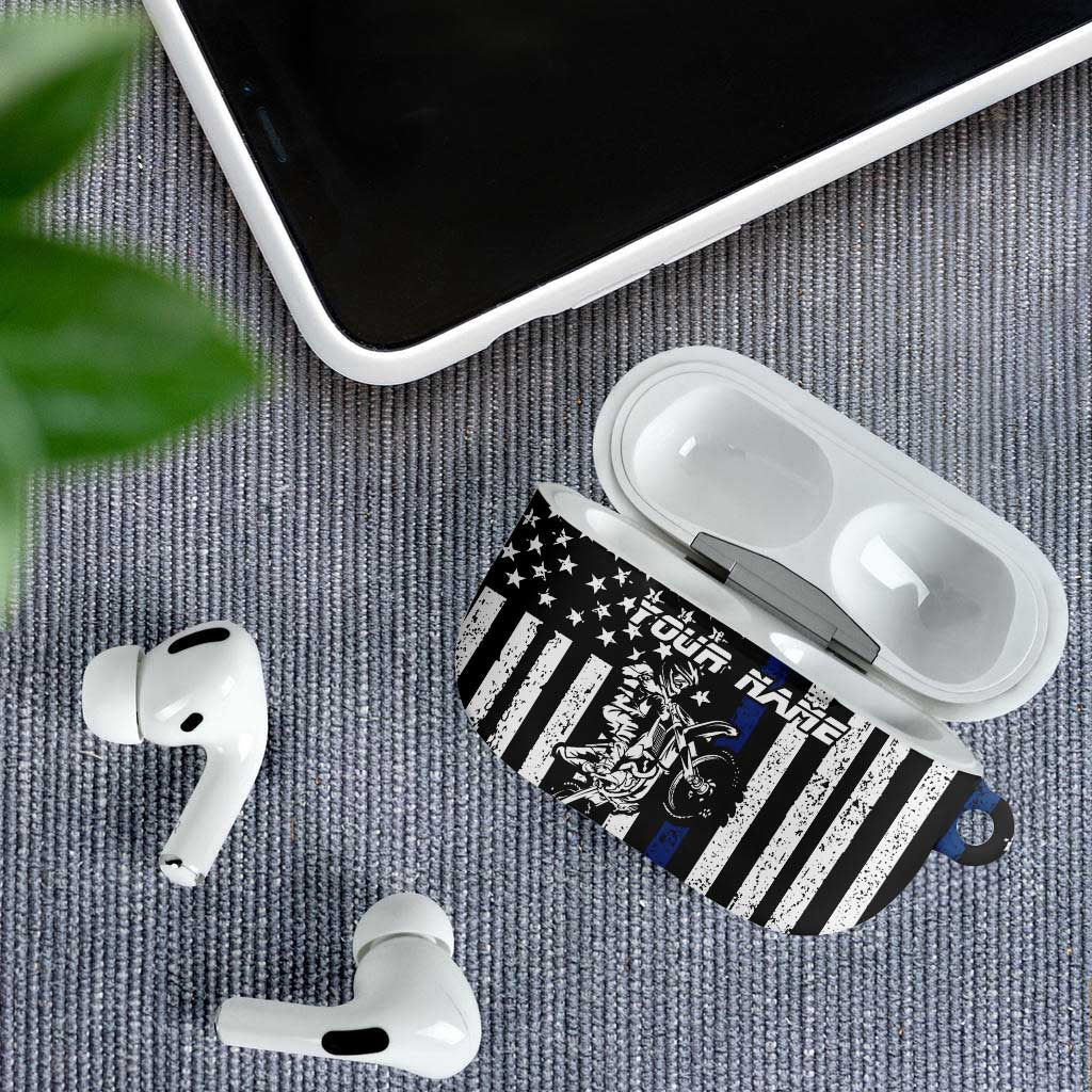 Personalized Motocross Rider AirPods Case with Splash Pattern and Dirt Bike Jump Illustration - Wonder Print Shop