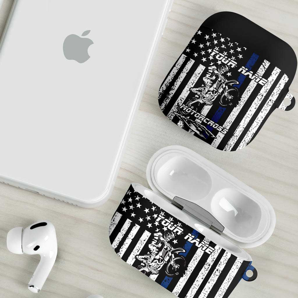 Personalized Motocross Rider AirPods Case with Splash Pattern and Dirt Bike Jump Illustration - Wonder Print Shop