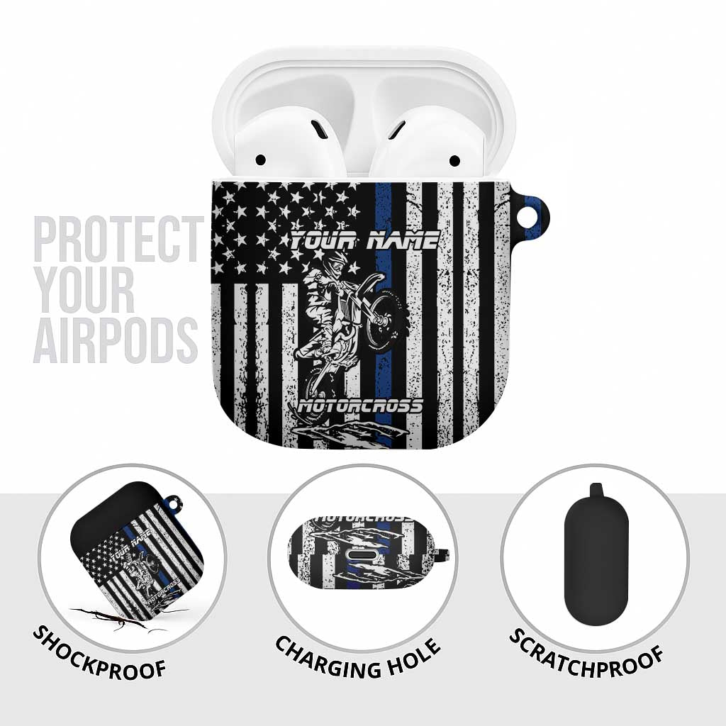 Personalized Motocross Rider AirPods Case with Splash Pattern and Dirt Bike Jump Illustration - Wonder Print Shop