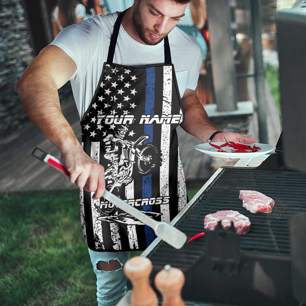 Personalized Motocross Rider Apron with Splash Pattern and Dirt Bike Jump Illustration - Wonder Print Shop