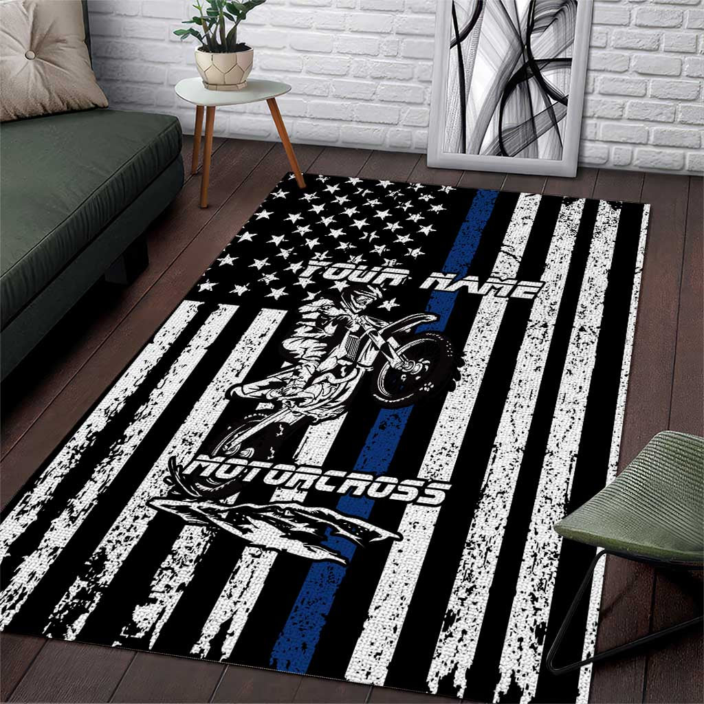 Personalized Motocross Rider Area Rug with Splash Pattern and Dirt Bike Jump Illustration - Wonder Print Shop