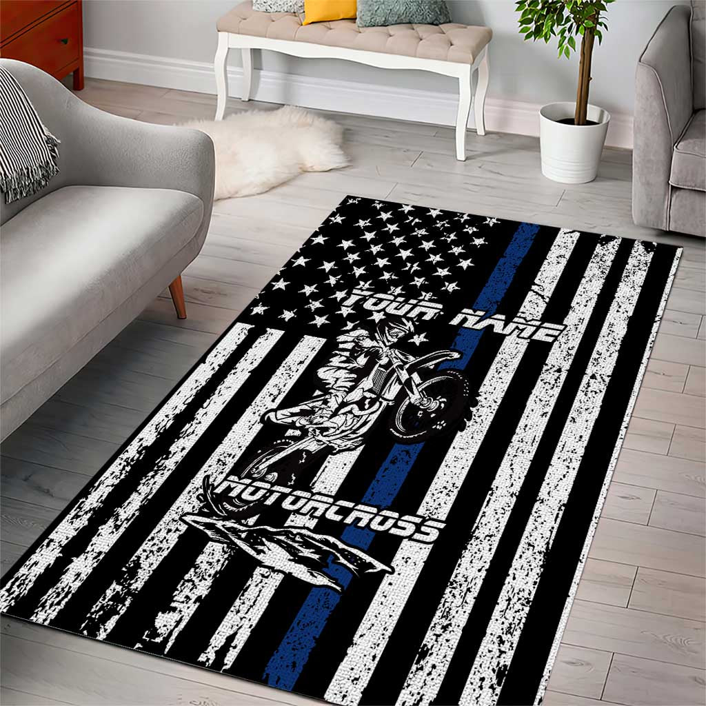 Personalized Motocross Rider Area Rug with Splash Pattern and Dirt Bike Jump Illustration - Wonder Print Shop