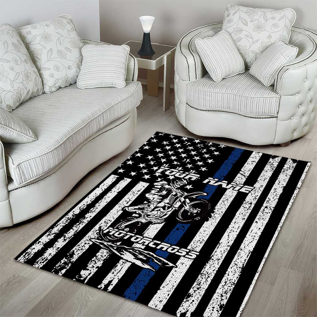 Personalized Motocross Rider Area Rug with Splash Pattern and Dirt Bike Jump Illustration - Wonder Print Shop