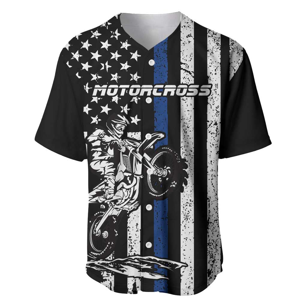 Personalized Motocross Rider Baseball Jersey with Splash Pattern and Dirt Bike Jump Illustration - Wonder Print Shop