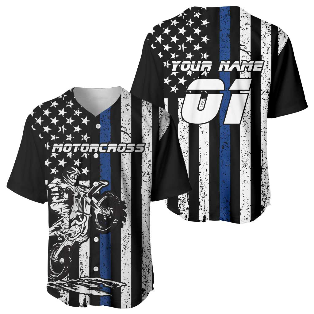 Personalized Motocross Rider Baseball Jersey with Splash Pattern and Dirt Bike Jump Illustration - Wonder Print Shop
