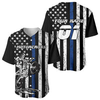Personalized Motocross Rider Baseball Jersey with Splash Pattern and Dirt Bike Jump Illustration - Wonder Print Shop