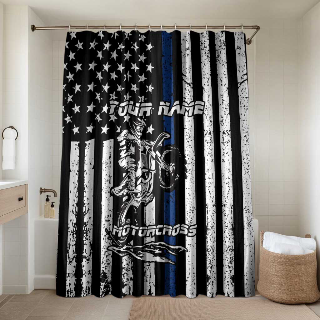 Personalized Motocross Rider Bathroom Set with Splash Pattern and Dirt Bike Jump Illustration - Wonder Print Shop