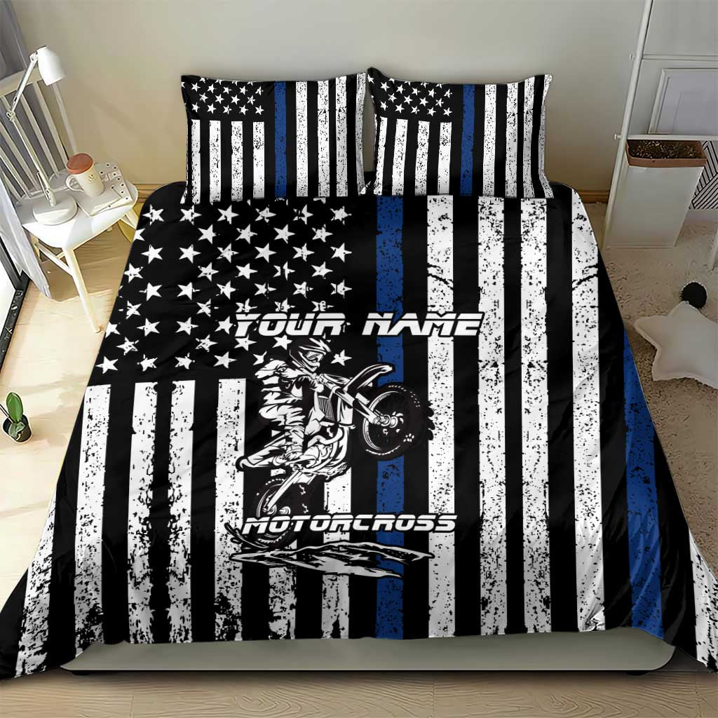 Personalized Motocross Rider Bedding Set with Splash Pattern and Dirt Bike Jump Illustration - Wonder Print Shop