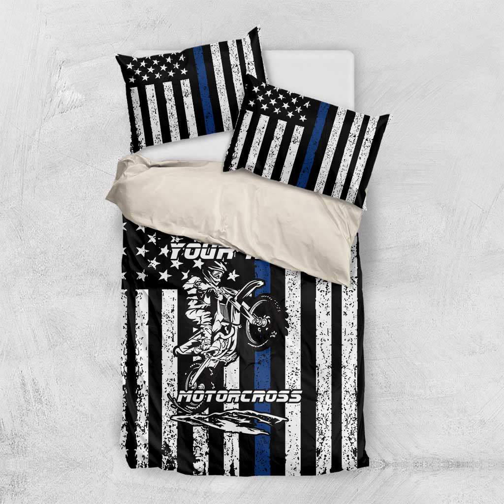 Personalized Motocross Rider Bedding Set with Splash Pattern and Dirt Bike Jump Illustration - Wonder Print Shop