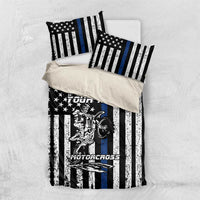 Personalized Motocross Rider Bedding Set with Splash Pattern and Dirt Bike Jump Illustration - Wonder Print Shop
