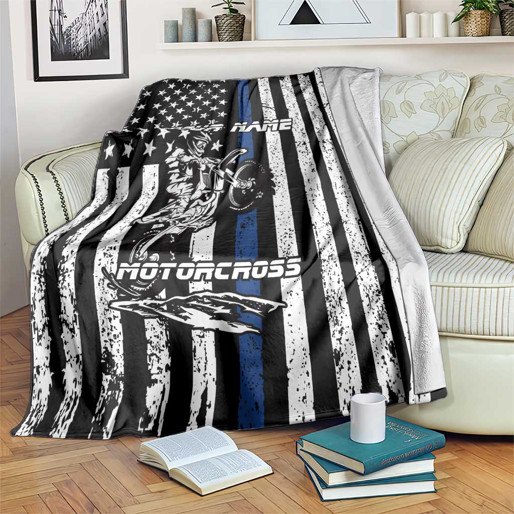 Personalized Motocross Rider Blanket with Splash Pattern and Dirt Bike Jump Illustration - Wonder Print Shop