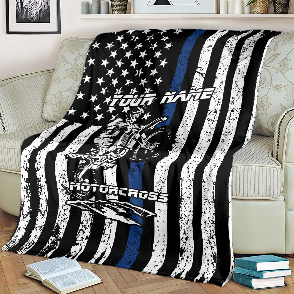 Personalized Motocross Rider Blanket with Splash Pattern and Dirt Bike Jump Illustration - Wonder Print Shop