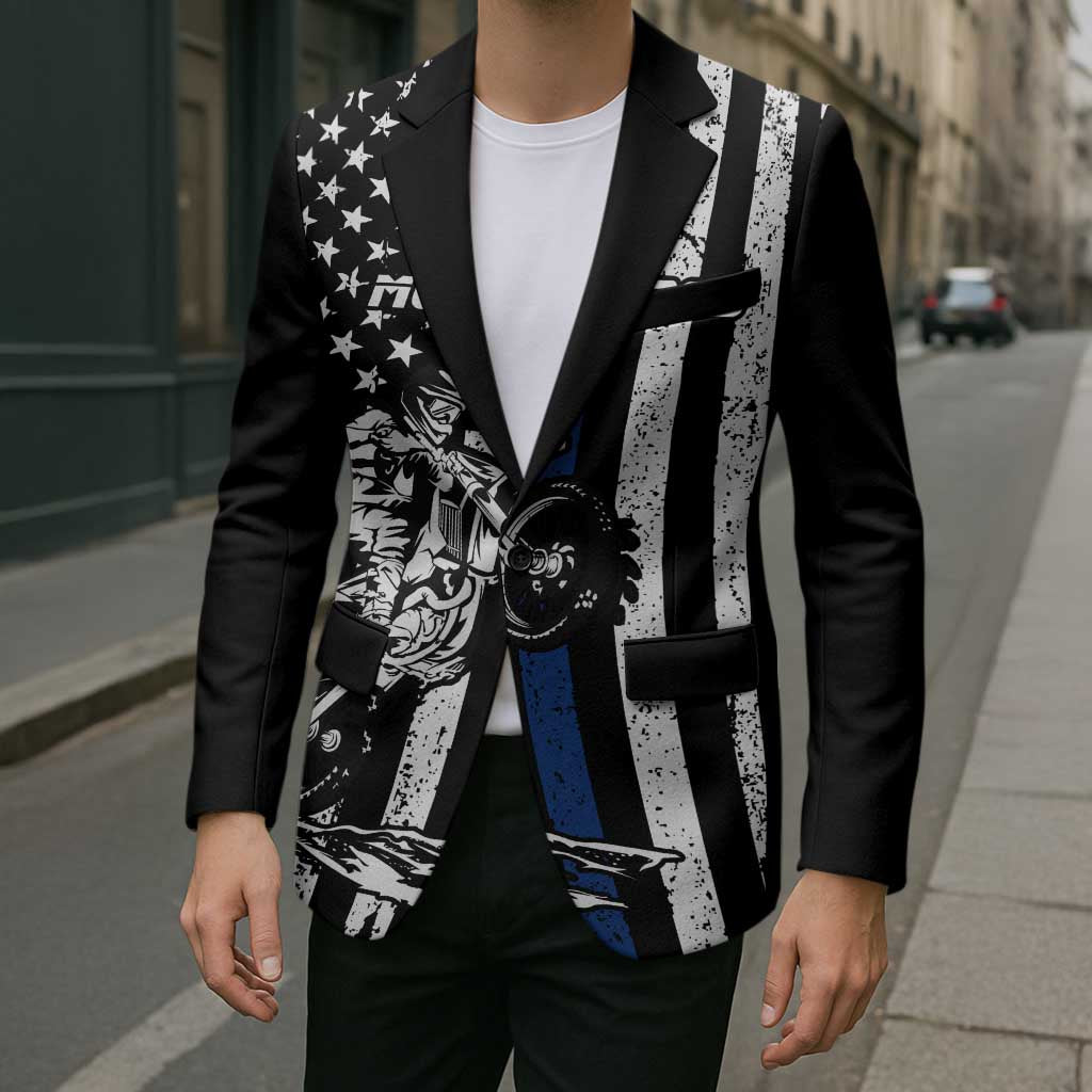 Personalized Motocross Rider Blazer with Splash Pattern and Dirt Bike Jump Illustration - Wonder Print Shop