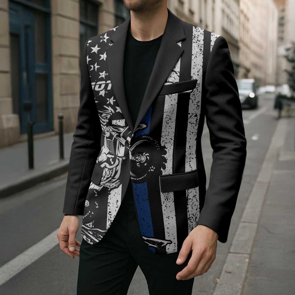 Personalized Motocross Rider Blazer with Splash Pattern and Dirt Bike Jump Illustration - Wonder Print Shop