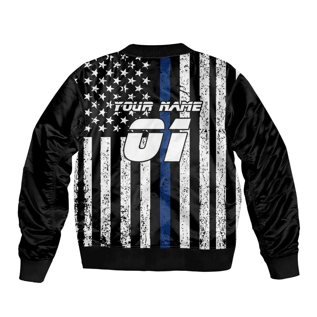 Personalized Motocross Rider Bomber Jacket with Splash Pattern and Dirt Bike Jump Illustration - Wonder Print Shop