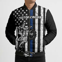 Personalized Motocross Rider Bomber Puffer Jacket with Splash Pattern and Dirt Bike Jump Illustration - Wonder Print Shop