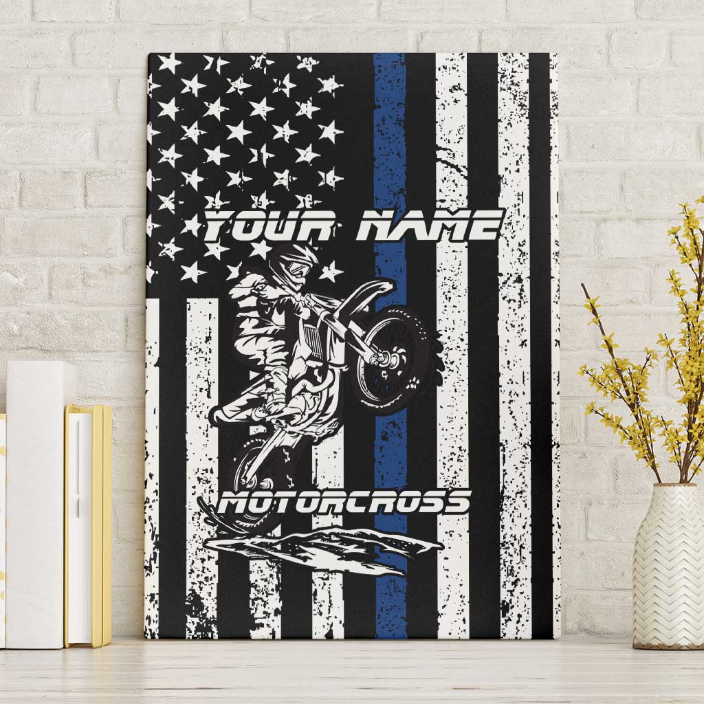 Personalized Motocross Rider Canvas Wall Art with Splash Pattern and Dirt Bike Jump Illustration - Wonder Print Shop