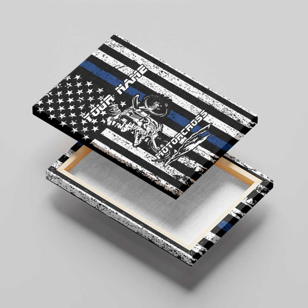 Personalized Motocross Rider Canvas Wall Art with Splash Pattern and Dirt Bike Jump Illustration - Wonder Print Shop