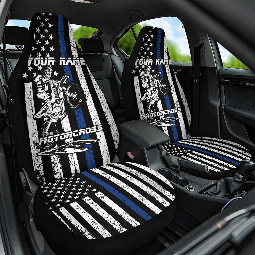Personalized Motocross Rider Car Seat Cover with Splash Pattern and Dirt Bike Jump Illustration - Wonder Print Shop