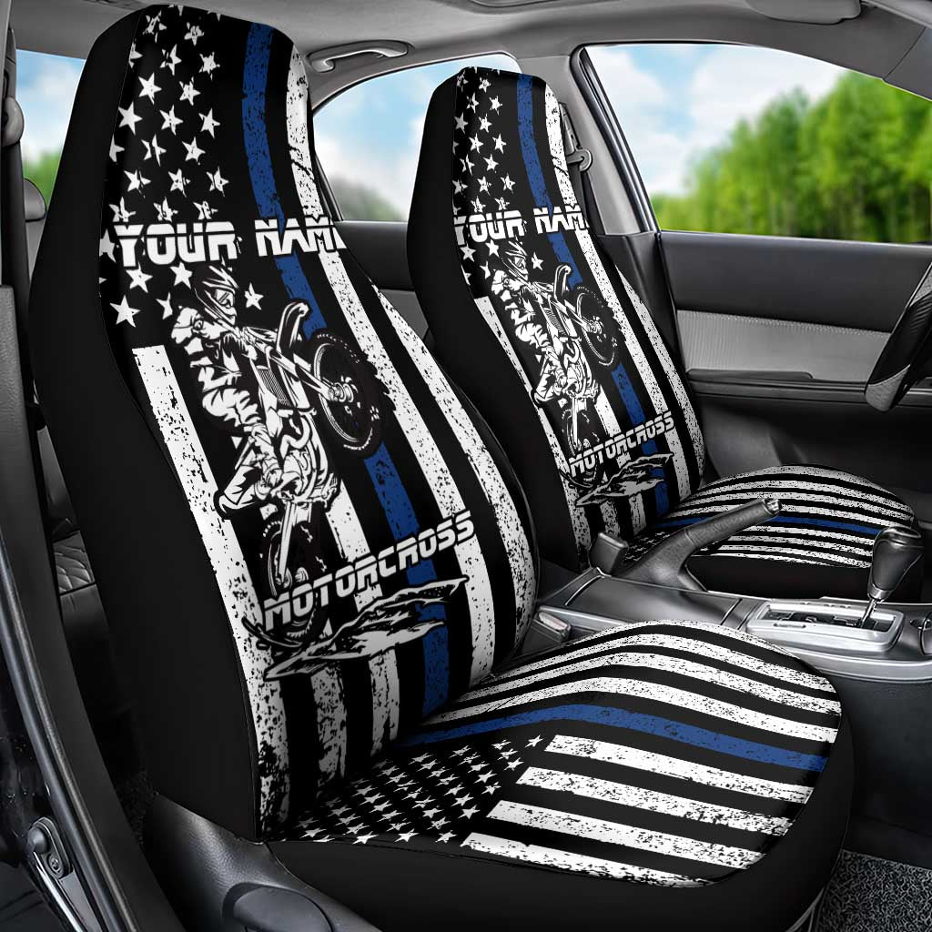 Personalized Motocross Rider Car Seat Cover with Splash Pattern and Dirt Bike Jump Illustration - Wonder Print Shop