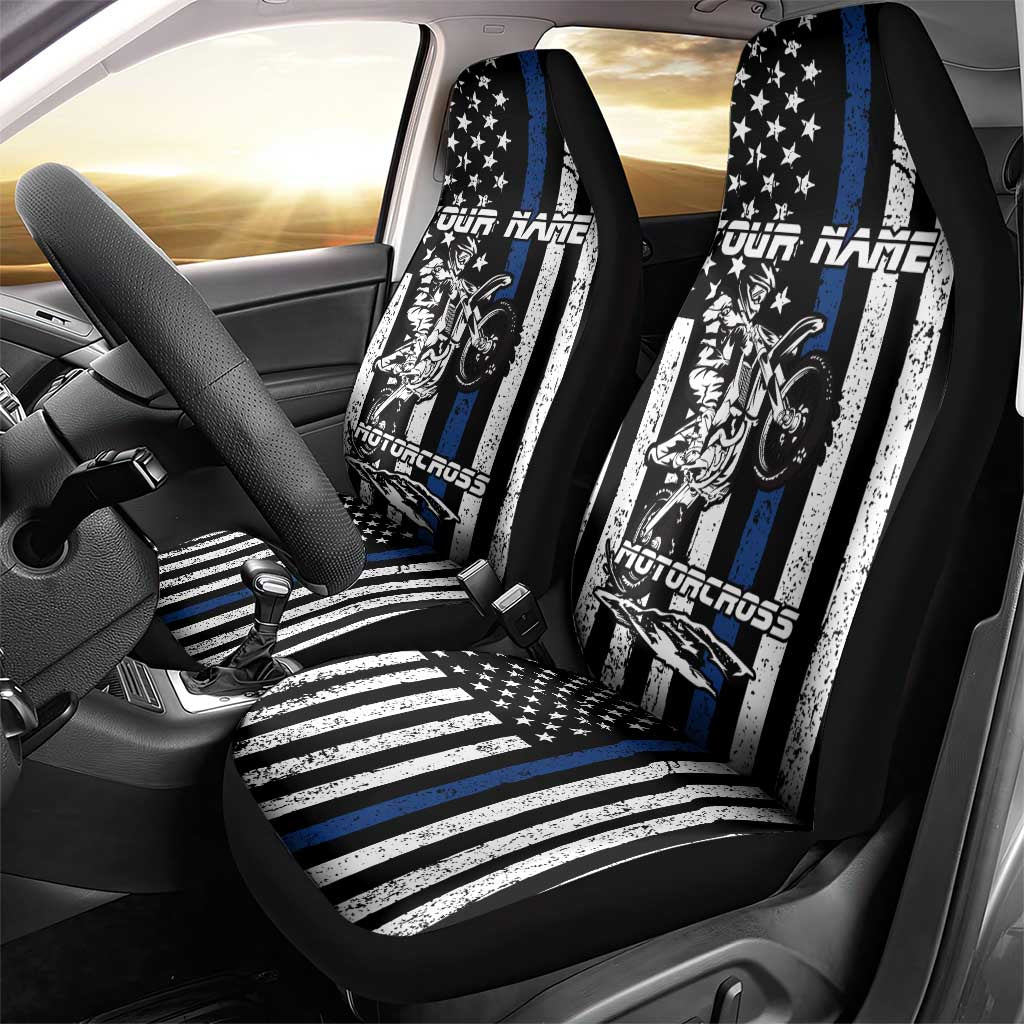 Personalized Motocross Rider Car Seat Cover with Splash Pattern and Dirt Bike Jump Illustration - Wonder Print Shop