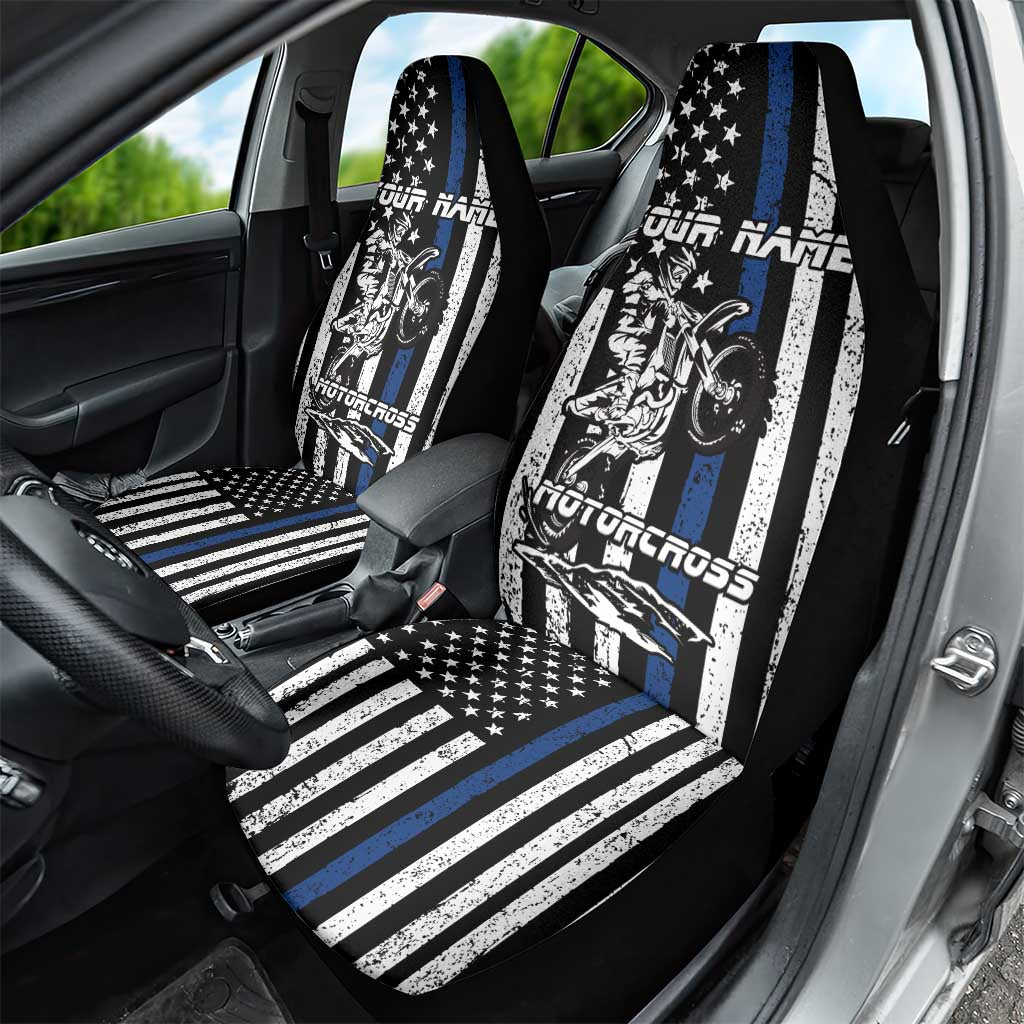 Personalized Motocross Rider Car Seat Cover with Splash Pattern and Dirt Bike Jump Illustration - Wonder Print Shop