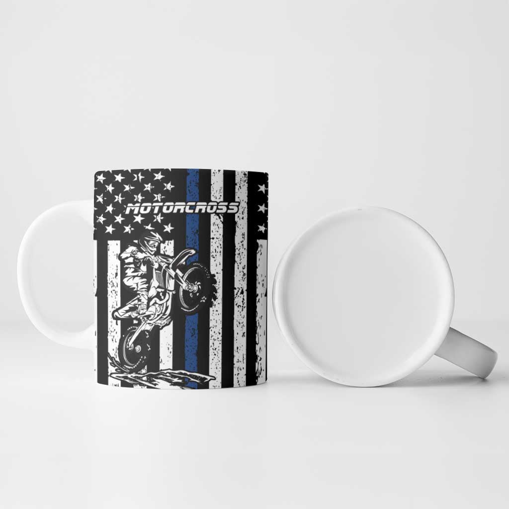 Personalized Motocross Rider Ceramic Mug with Splash Pattern and Dirt Bike Jump Illustration - Wonder Print Shop