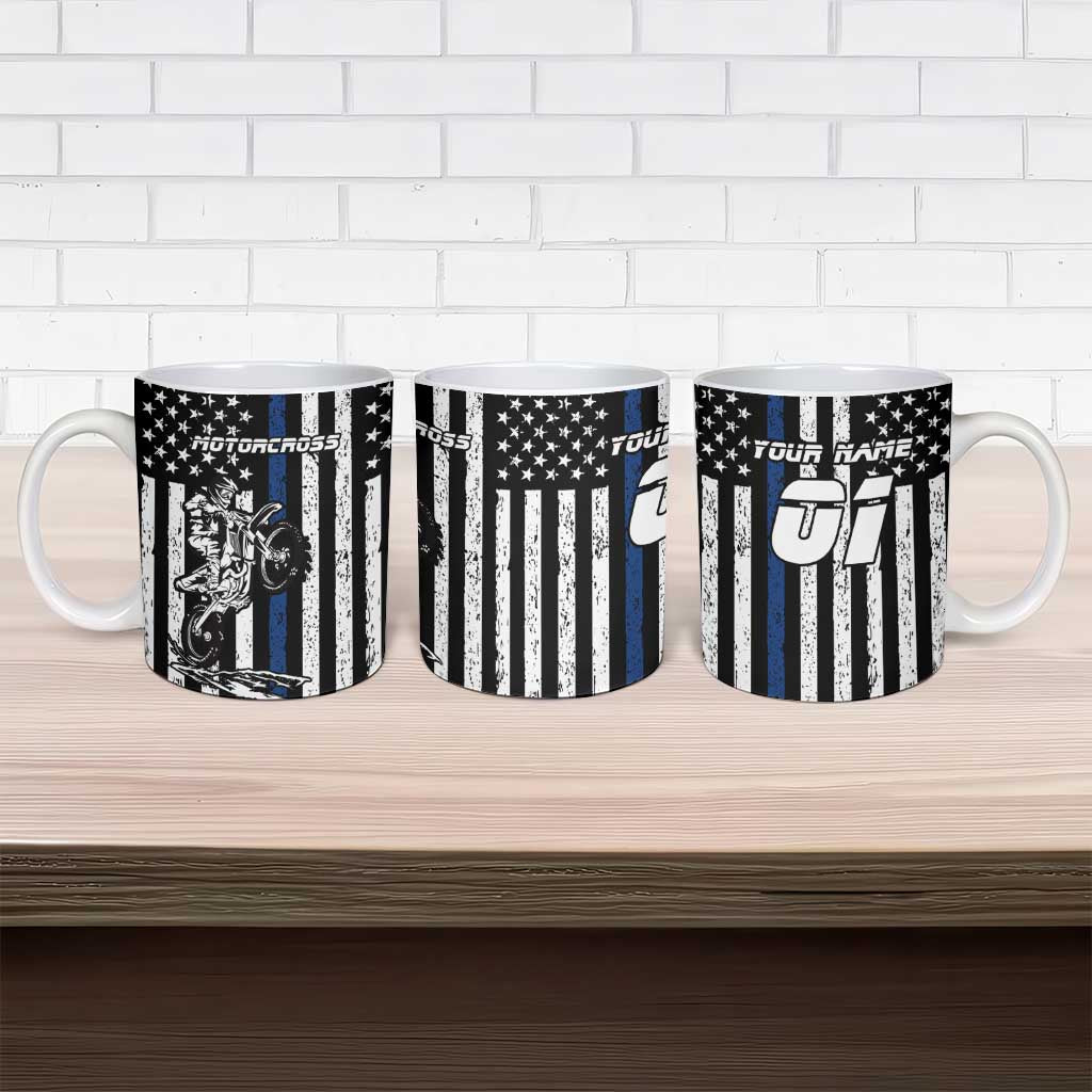 Personalized Motocross Rider Ceramic Mug with Splash Pattern and Dirt Bike Jump Illustration - Wonder Print Shop