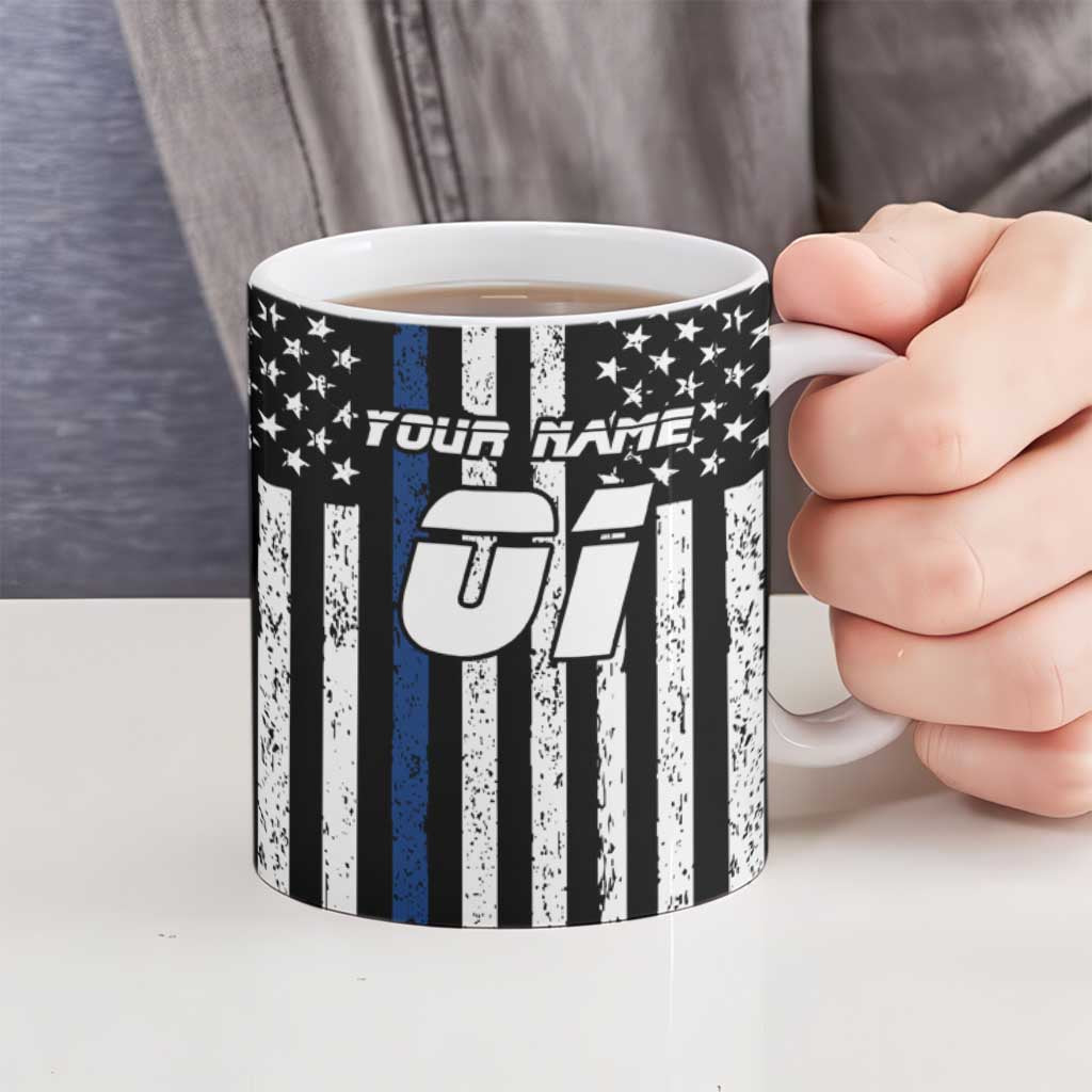 Personalized Motocross Rider Ceramic Mug with Splash Pattern and Dirt Bike Jump Illustration - Wonder Print Shop