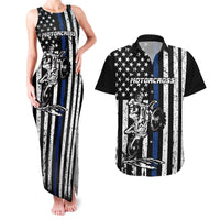 Personalized Motocross Rider Couples Matching Tank Maxi Dress and Hawaiian Shirt with Splash Pattern and Dirt Bike Jump Illustration - Wonder Print Shop