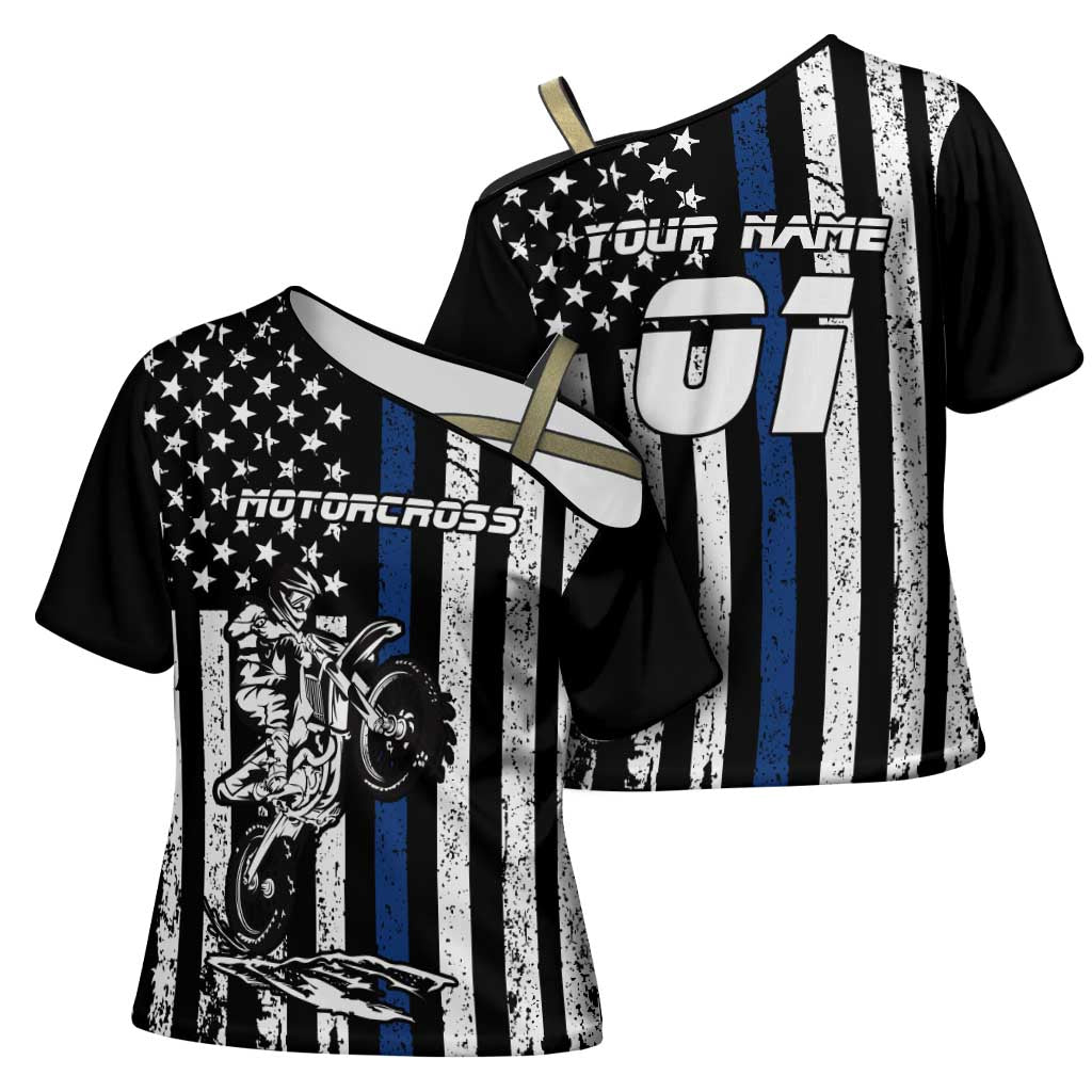 Personalized Motocross Rider Cross Shoulder Shirt with Splash Pattern and Dirt Bike Jump Illustration - Wonder Print Shop