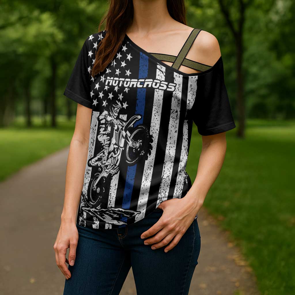 Personalized Motocross Rider Cross Shoulder Shirt with Splash Pattern and Dirt Bike Jump Illustration - Wonder Print Shop