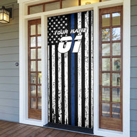 Personalized Motocross Rider Door Cover with Splash Pattern and Dirt Bike Jump Illustration - Wonder Print Shop