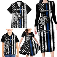 Personalized Motocross Rider Family Matching Long Sleeve Bodycon Dress and Hawaiian Shirt with Splash Pattern and Dirt Bike Jump Illustration - Wonder Print Shop