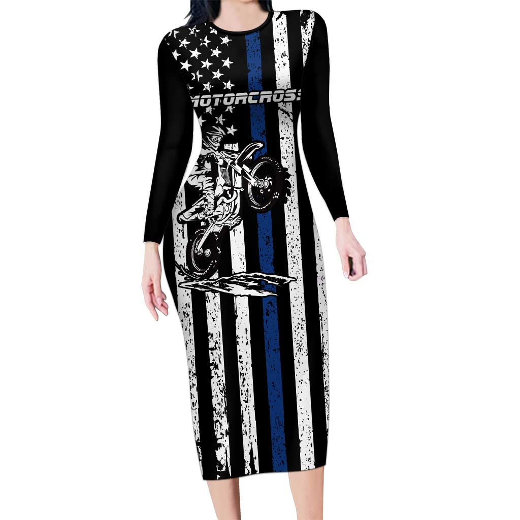 Personalized Motocross Rider Family Matching Long Sleeve Bodycon Dress and Hawaiian Shirt with Splash Pattern and Dirt Bike Jump Illustration - Wonder Print Shop