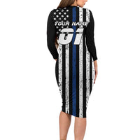 Personalized Motocross Rider Family Matching Long Sleeve Bodycon Dress and Hawaiian Shirt with Splash Pattern and Dirt Bike Jump Illustration - Wonder Print Shop