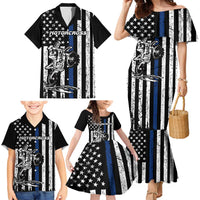 Personalized Motocross Rider Family Matching Mermaid Dress and Hawaiian Shirt with Splash Pattern and Dirt Bike Jump Illustration - Wonder Print Shop