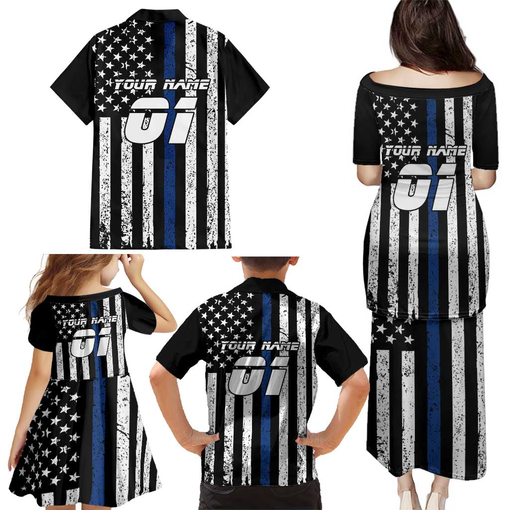 Personalized Motocross Rider Family Matching Puletasi and Hawaiian Shirt with Splash Pattern and Dirt Bike Jump Illustration - Wonder Print Shop