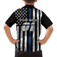 Personalized Motocross Rider Family Matching Short Sleeve Bodycon Dress and Hawaiian Shirt with Splash Pattern and Dirt Bike Jump Illustration - Wonder Print Shop