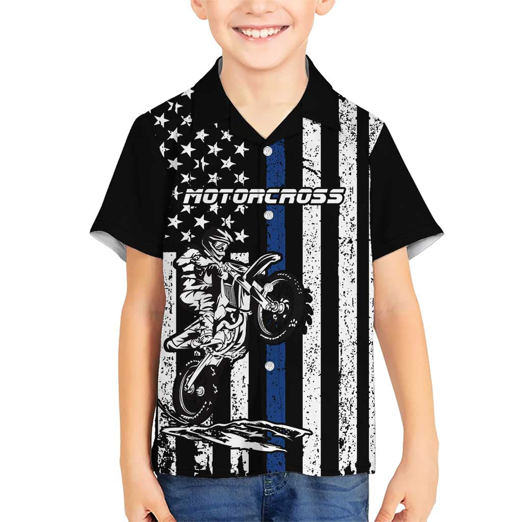 Personalized Motocross Rider Family Matching Short Sleeve Bodycon Dress and Hawaiian Shirt with Splash Pattern and Dirt Bike Jump Illustration - Wonder Print Shop