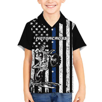 Personalized Motocross Rider Family Matching Short Sleeve Bodycon Dress and Hawaiian Shirt with Splash Pattern and Dirt Bike Jump Illustration - Wonder Print Shop
