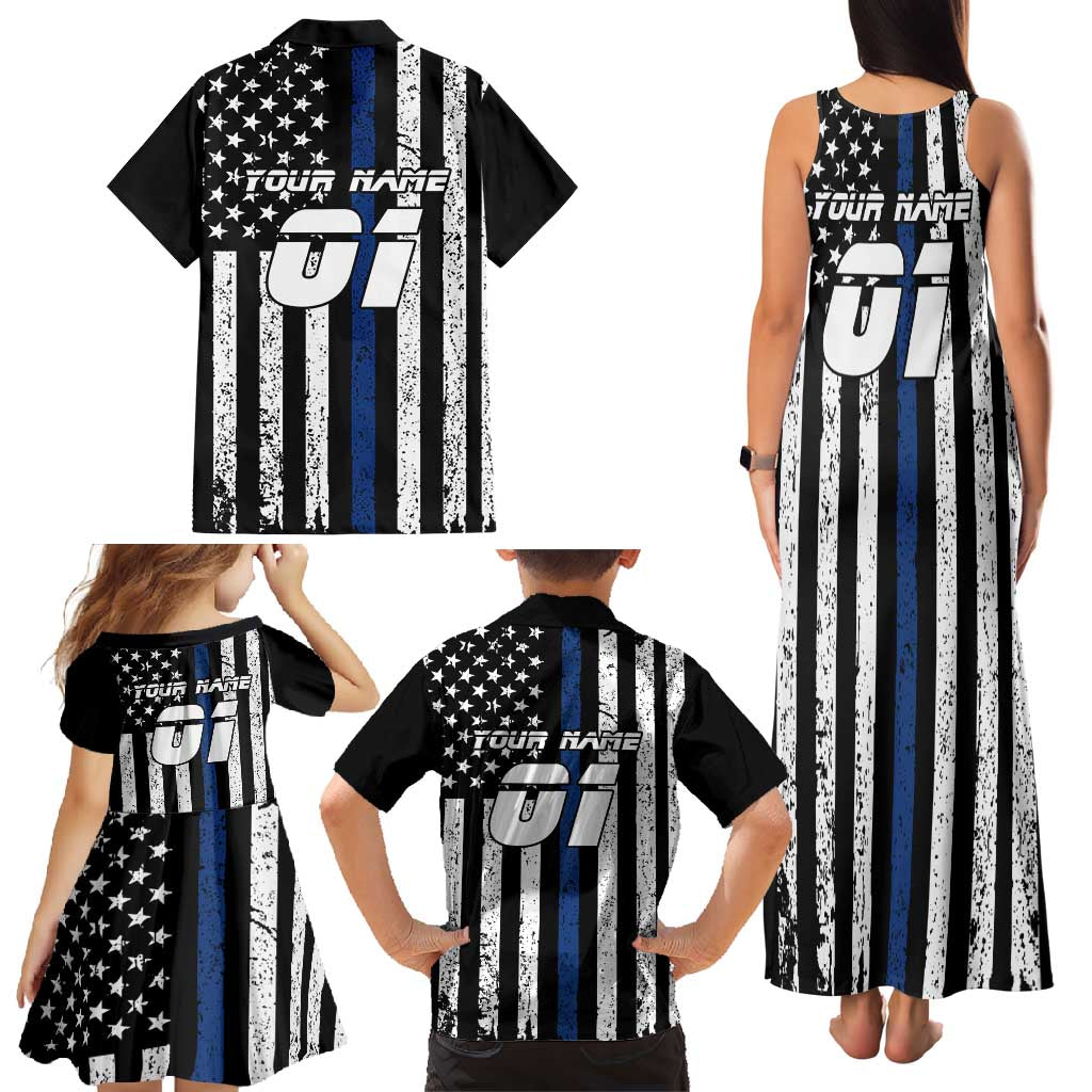 Personalized Motocross Rider Family Matching Tank Maxi Dress and Hawaiian Shirt with Splash Pattern and Dirt Bike Jump Illustration - Wonder Print Shop